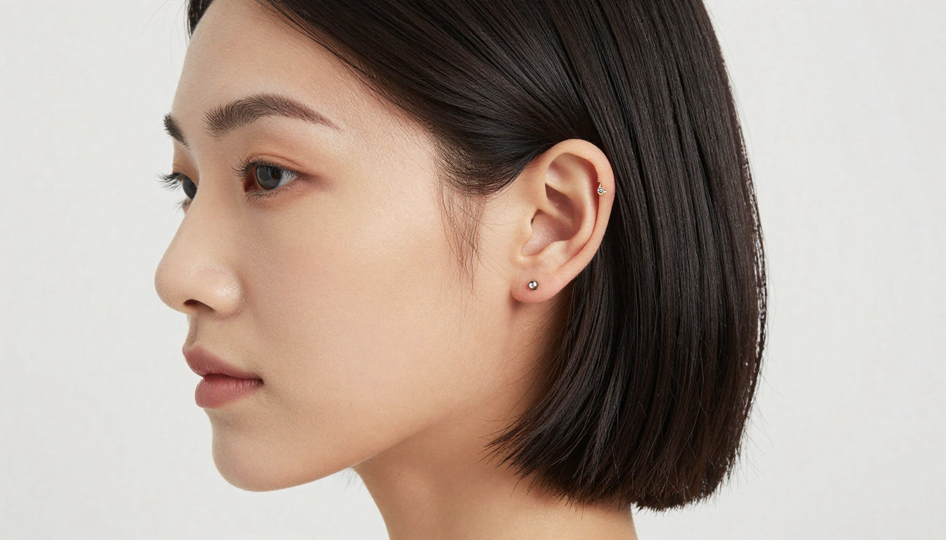 11. Le carré lisse et son bijou d'oreille