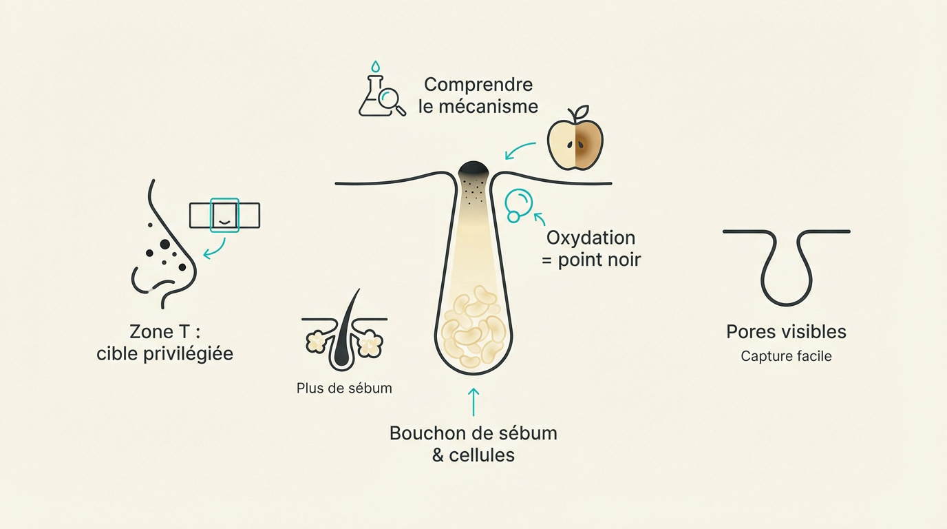 Schéma de la formation d'un point noir