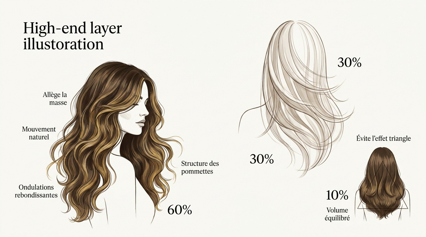 Coupe pour cheveux épais et ondulés avec dégradé fluide