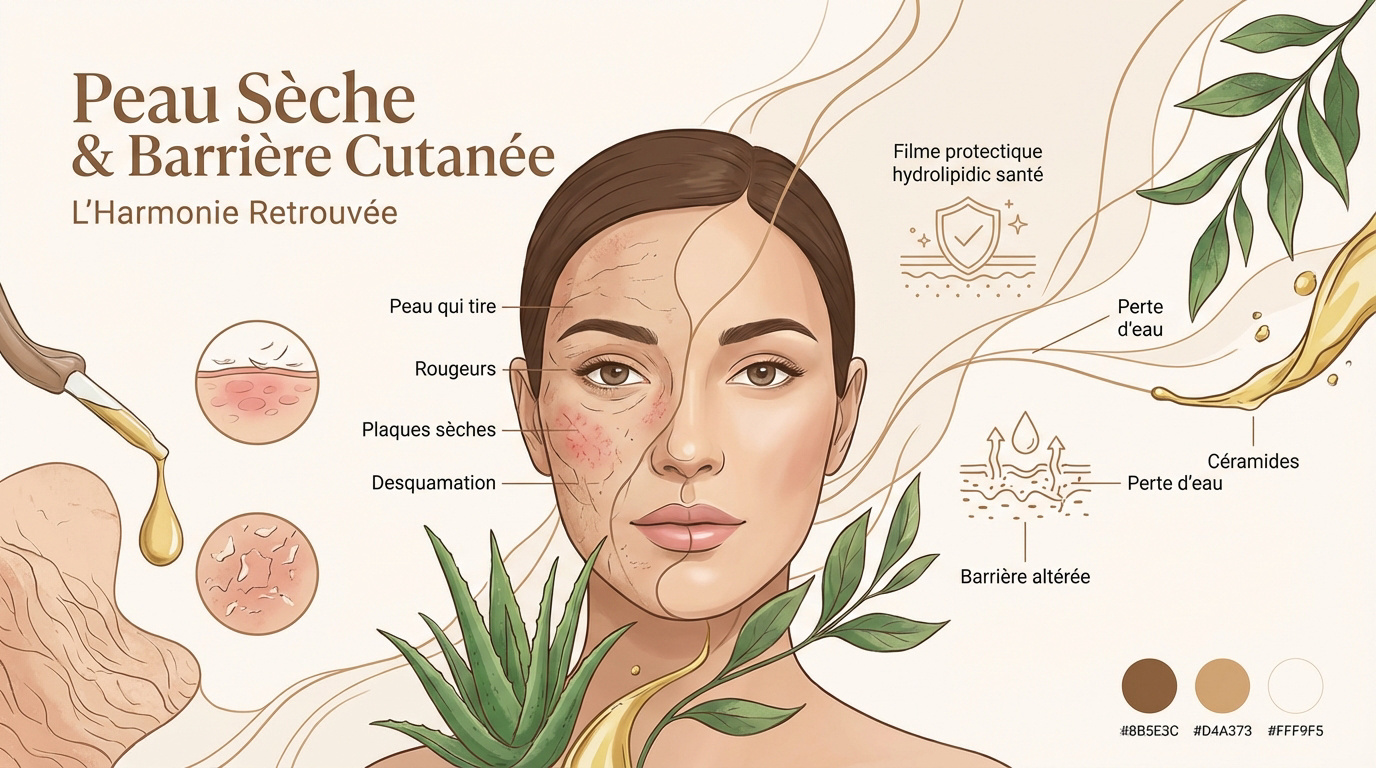 Illustration d'une barrière cutanée saine et d'une peau hydratée
