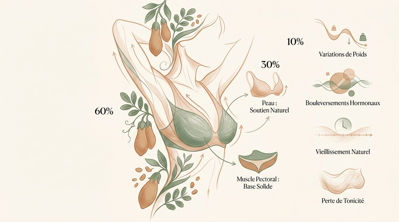 Schéma anatomique des muscles pectoraux et de la peau pour le raffermissement