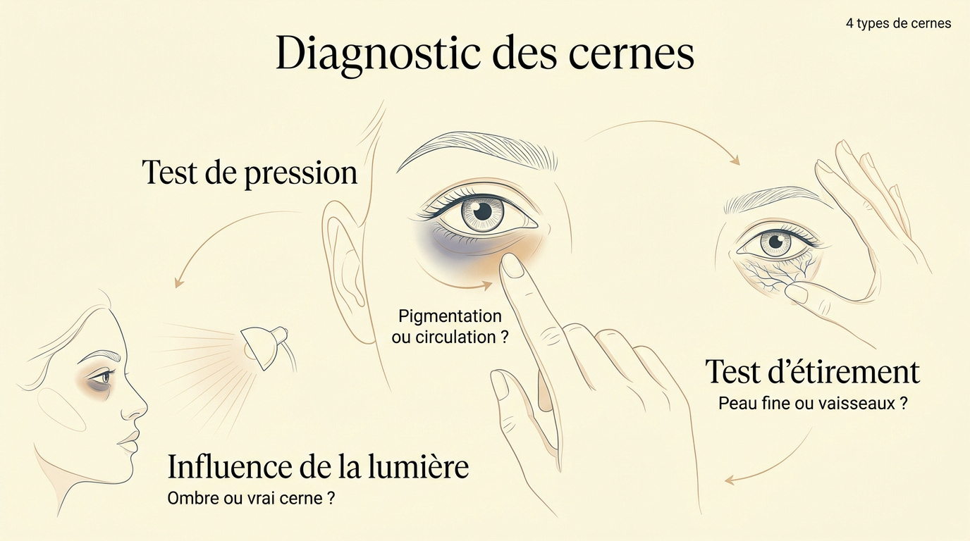Schéma explicatif des tests de pression et d'étirement pour identifier les types de cernes
