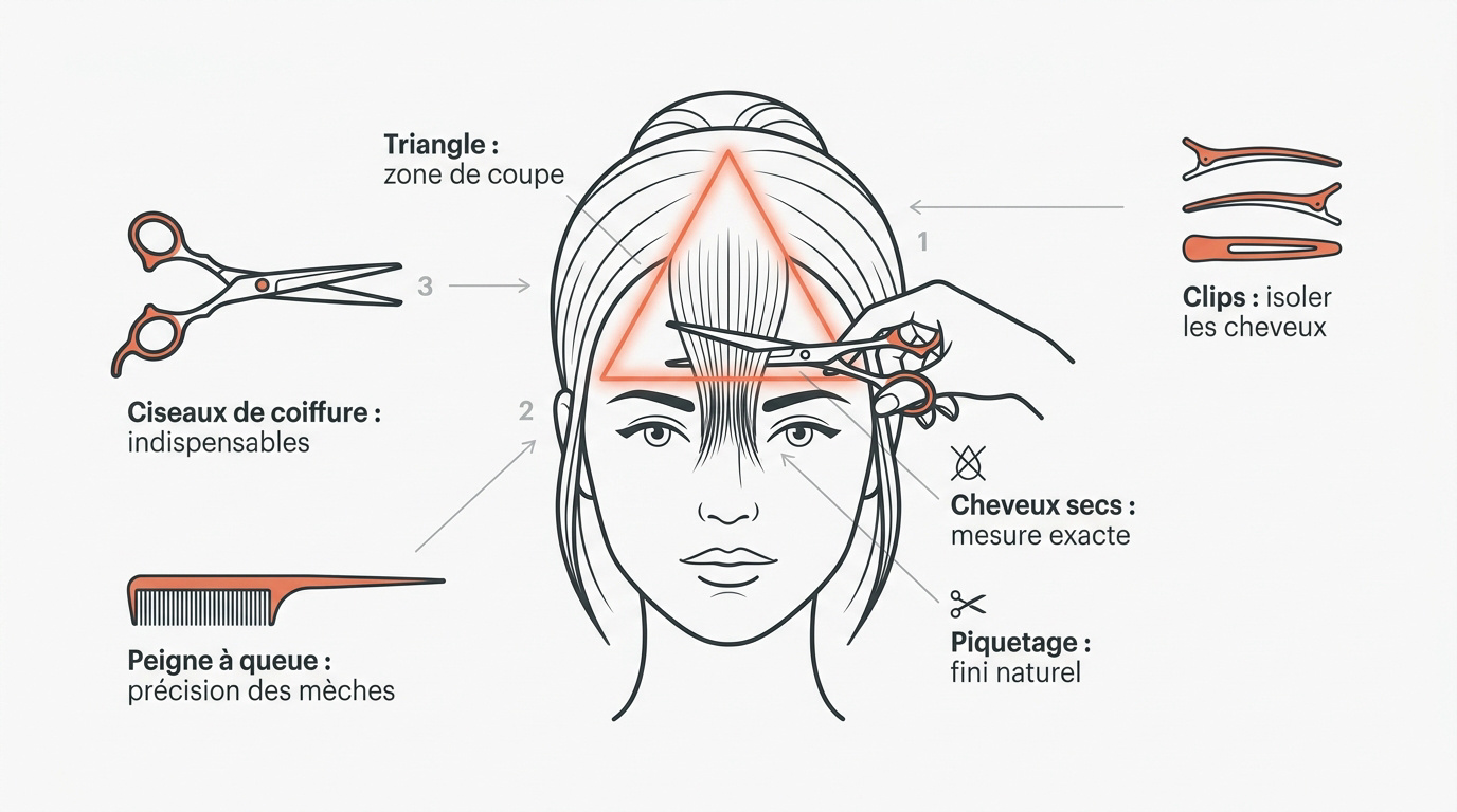 Infographie pour tracer un triangle de frange parfait
