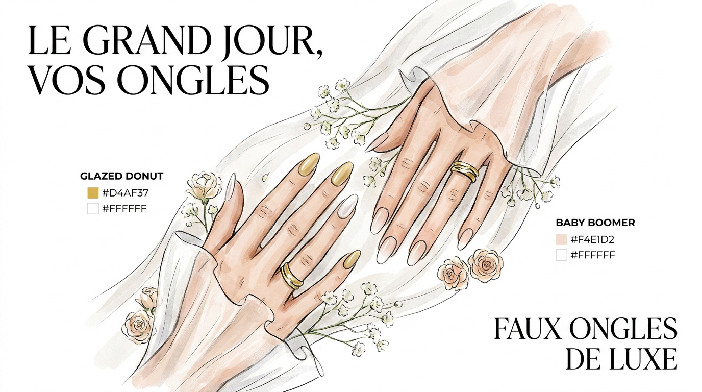 Manucure de mariage élégante avec faux ongles