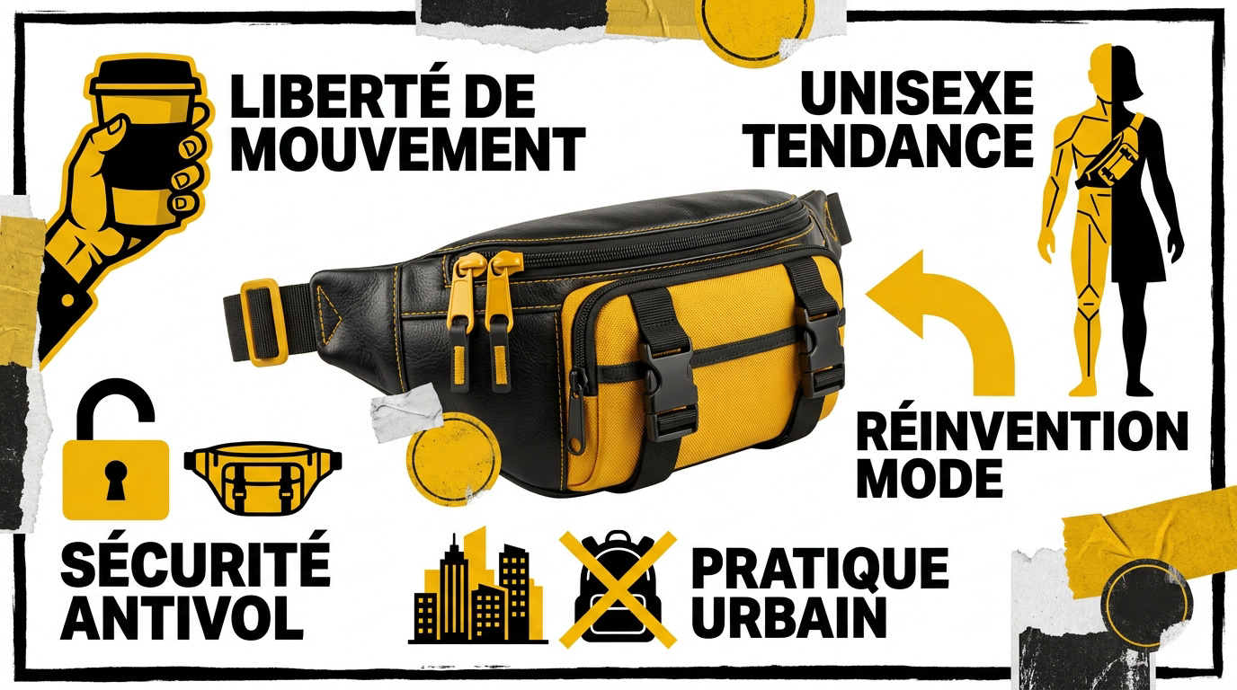 Personne portant un sac banane en bandoulière pour un style urbain et sécurisé