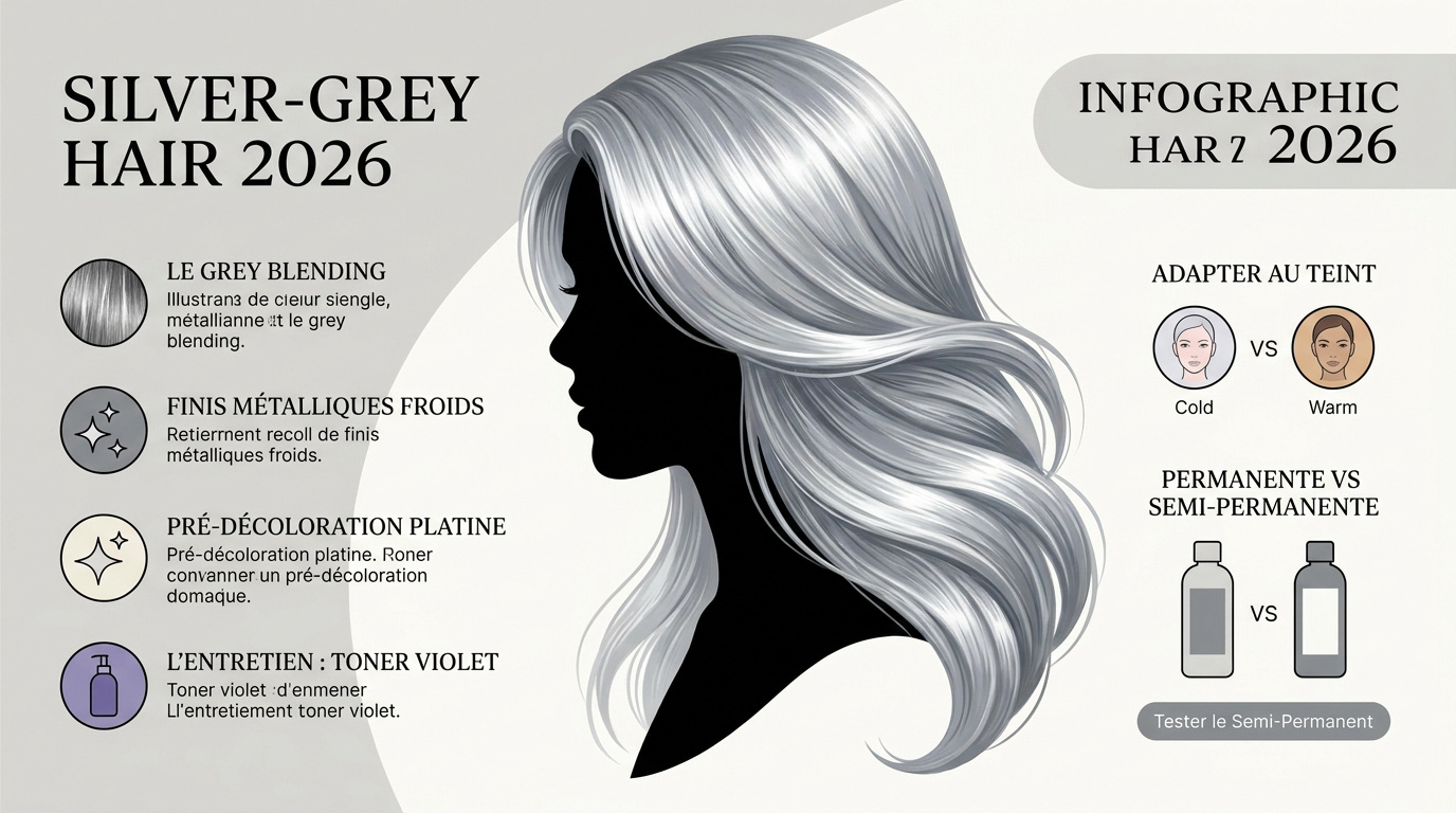 Femme avec coloration gris argenté