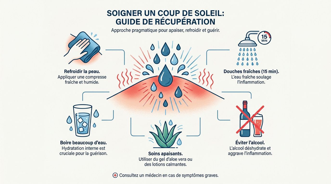 Soin apaisant sur une peau brûlée par le soleil