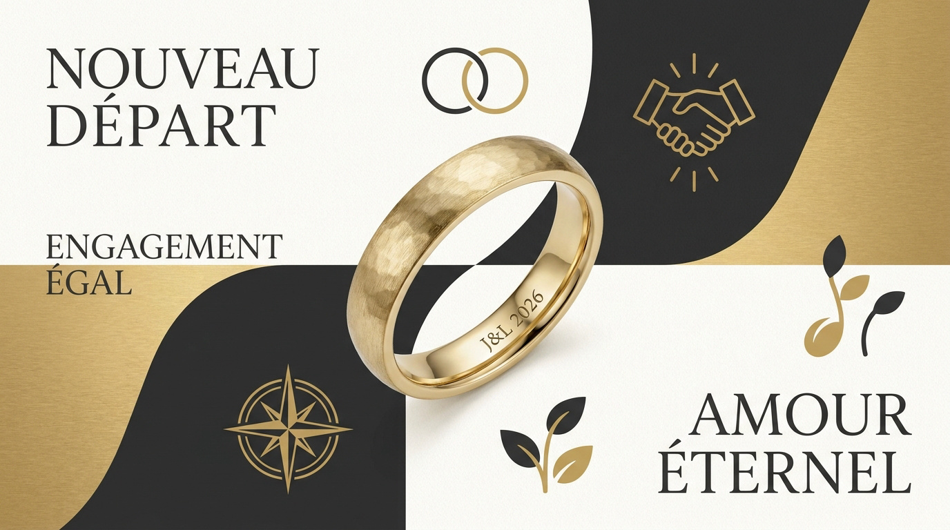 Bague de fiançailles pour homme en or 18 carats élégante