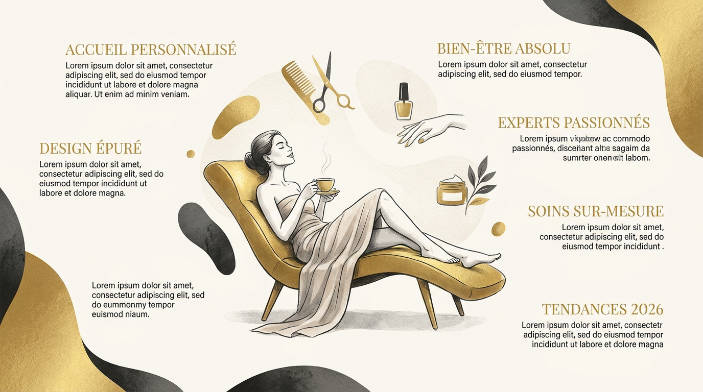 Ambiance épurée et luxueuse d'un institut de beauté avec matériaux nobles