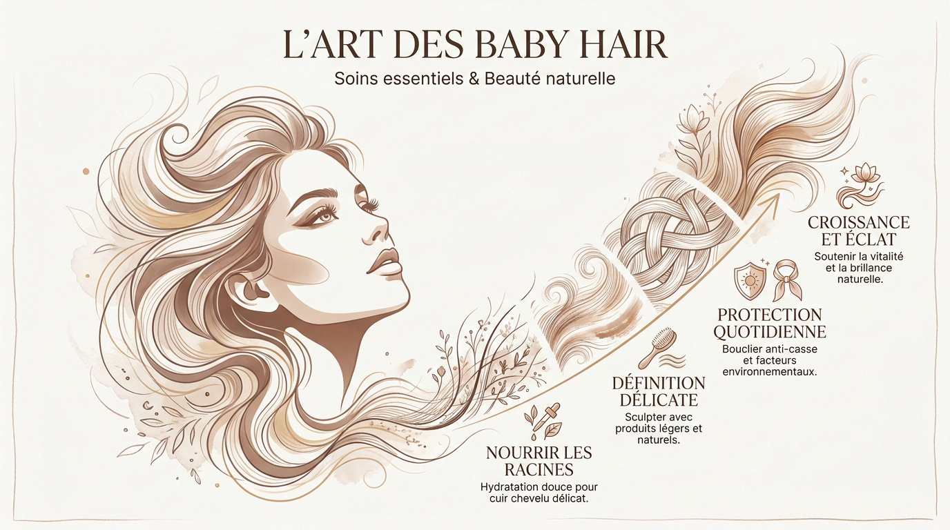 Femme stylisant ses baby hair avec une brosse adaptée