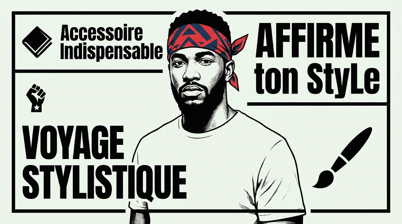 Homme stylé portant un bandana pour homme autour du cou avec assurance