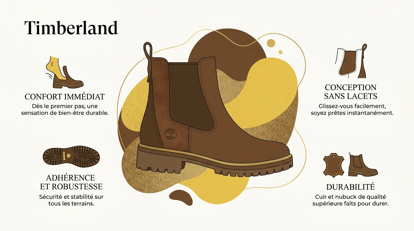 Bottines Chelsea Timberland en cuir pour femme avec semelle crantée