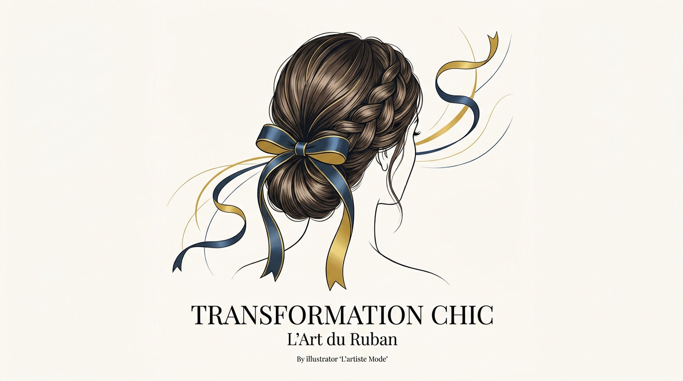 Coiffure élégante avec ruban bleu marine